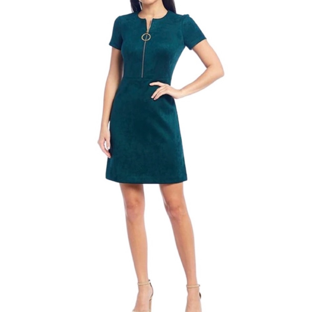 Calvin Klein Jewel Tone Suede Zipper Detail Dress